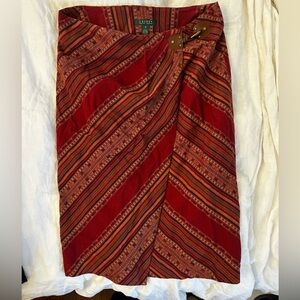 Vintage Lauren Ralph Lauren Jamie Cotton Stripe
Sarong Style Wrap Skirt Size 12